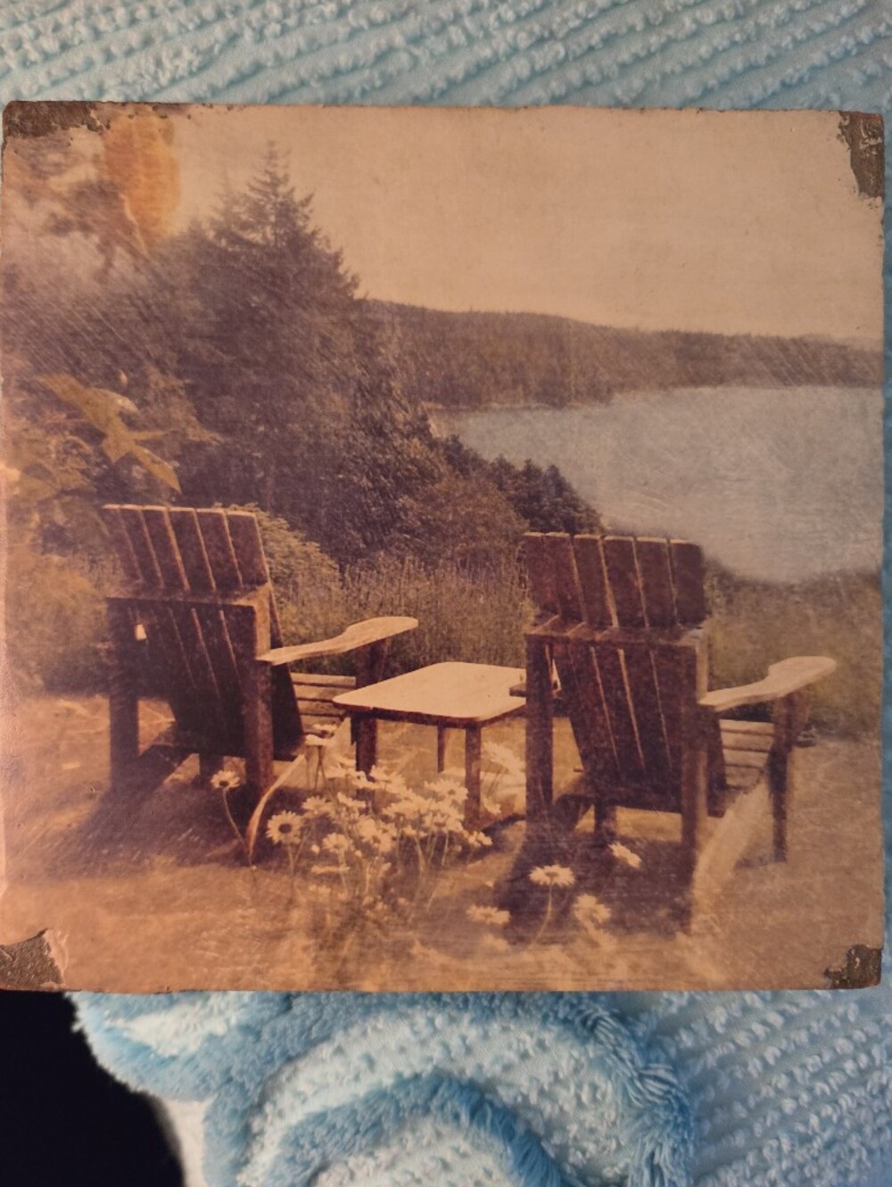 Vintage Lakeside Chairs Wall Art - Brown